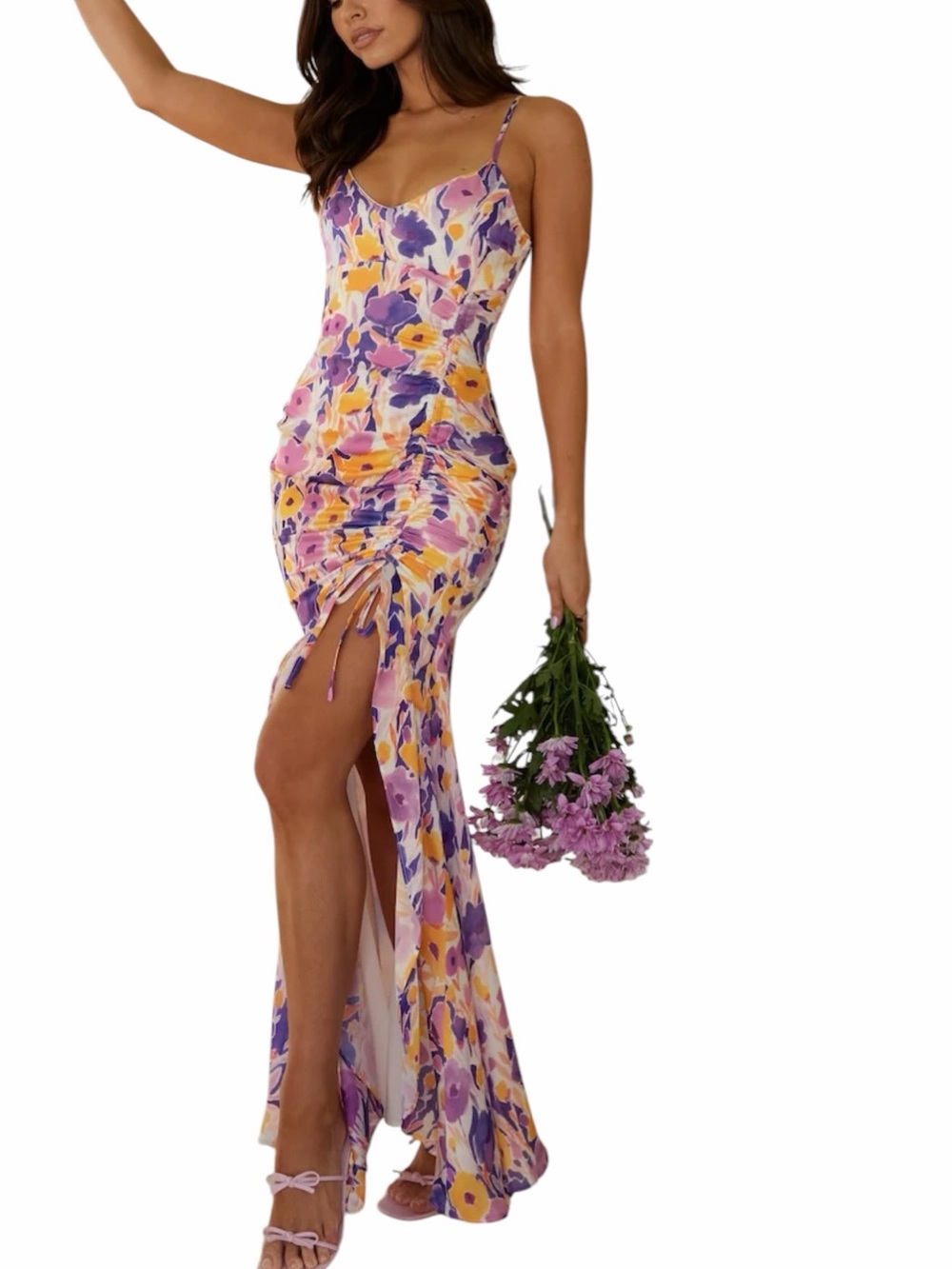 hello molly on your wish list satin floral maxi dress New M